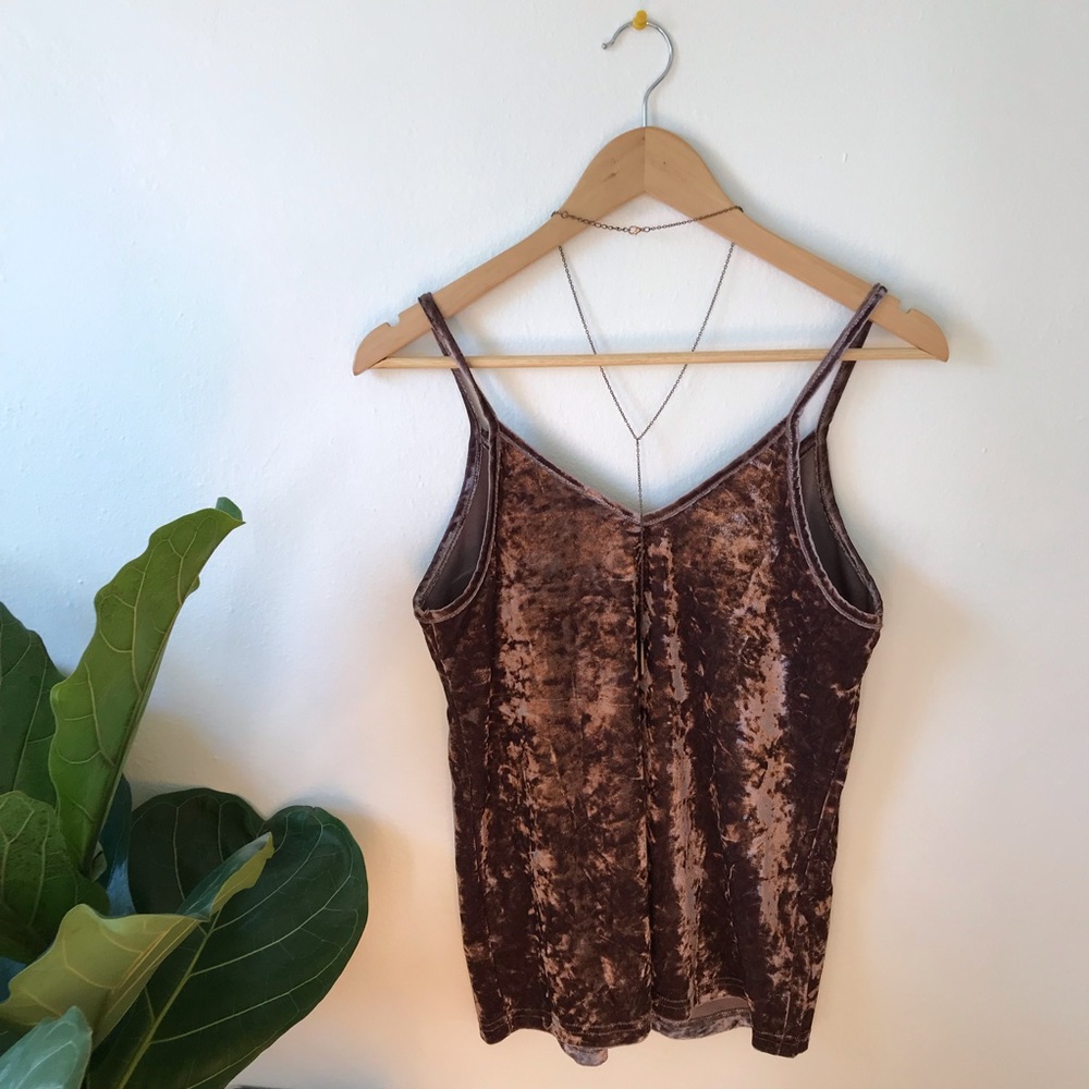 Grayish purple velvet cami v neck tank, M